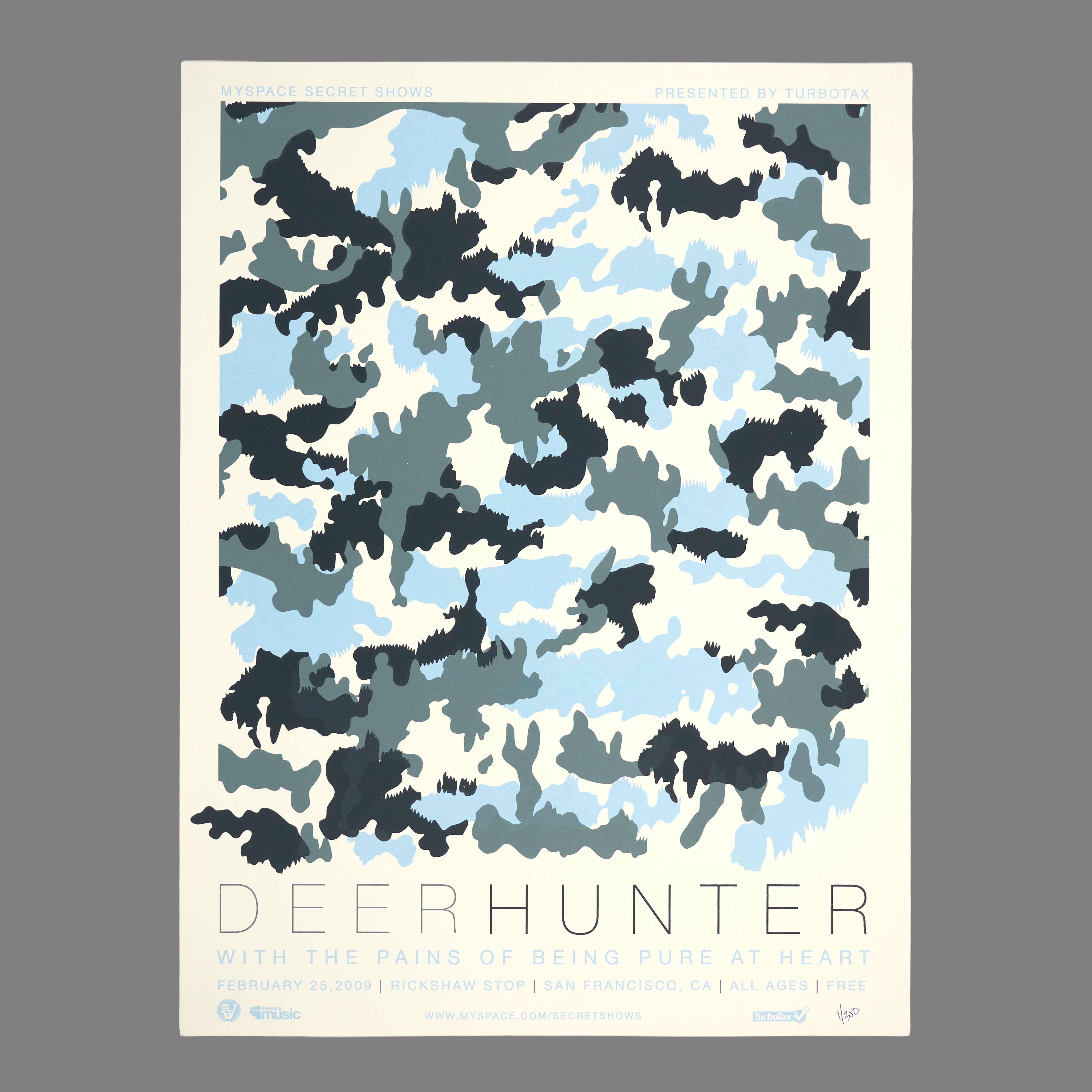 Deerhunter / Pains Of Being Pure At Heart - 2009 MySpace Secret Show 18X24 Inch Silkscreened Poster Number 1 Of 350
