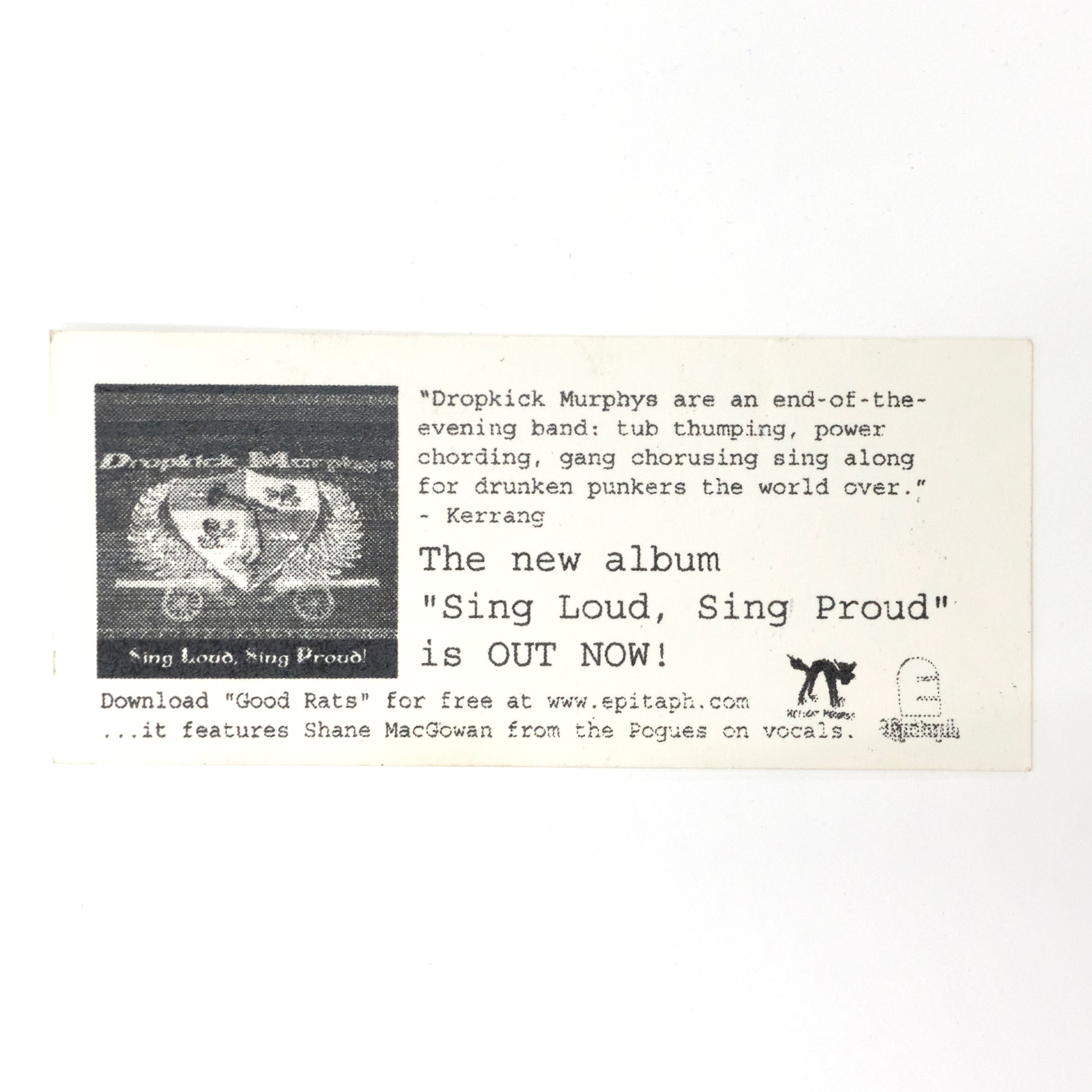 Dropkick Murphys – Sing Loud, Sing Proud! 2000 Promo Sticker