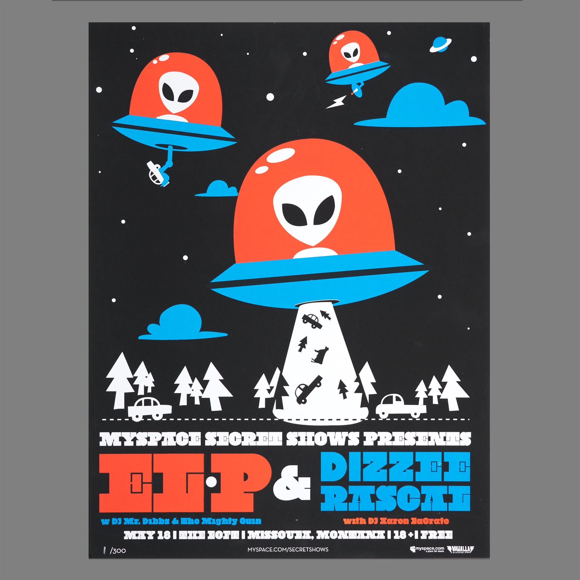 EL-P / Dizzee Rascal - 2008 MySpace Secret Show 18X24 Inch Silkscreened Poster Number 1 Of 300