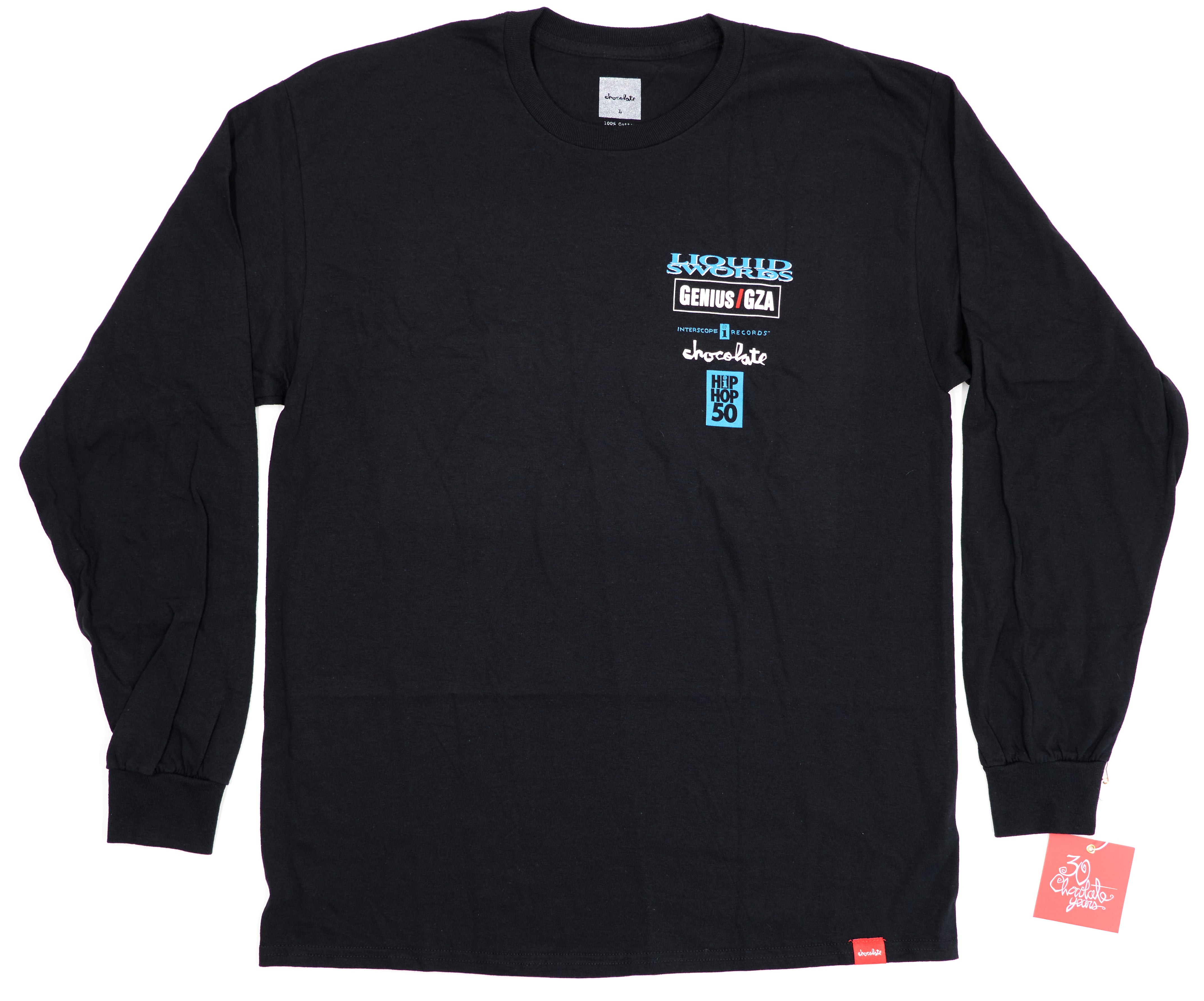 Genius GZA - Liquid Swords Chocolate Skateboards Hip Hop 50 Long Sleeve Shirt Size Large