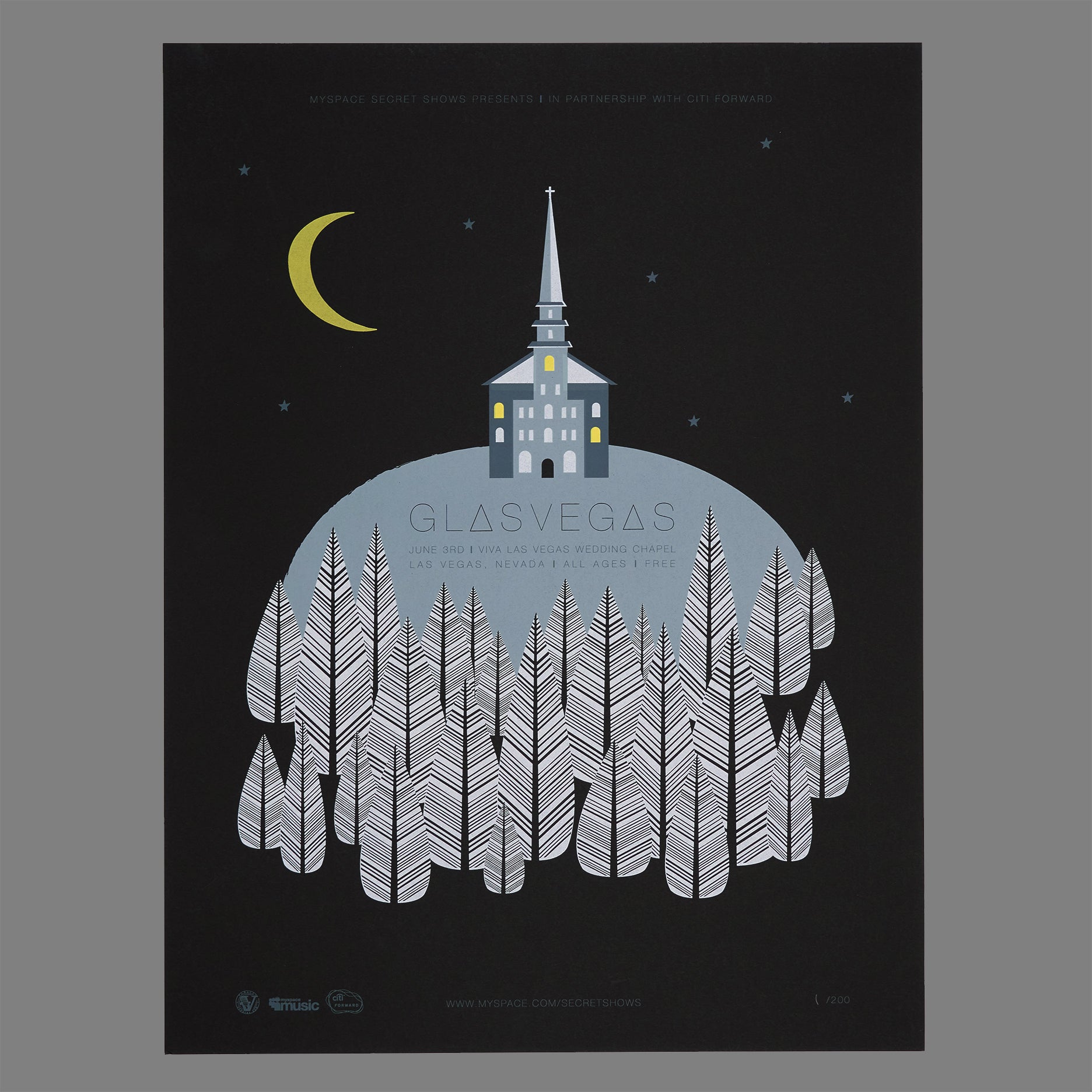 Glasvegas - 2009 MySpace Secret Show 18X24 Inch Silkscreened Poster Number 1 Of 200