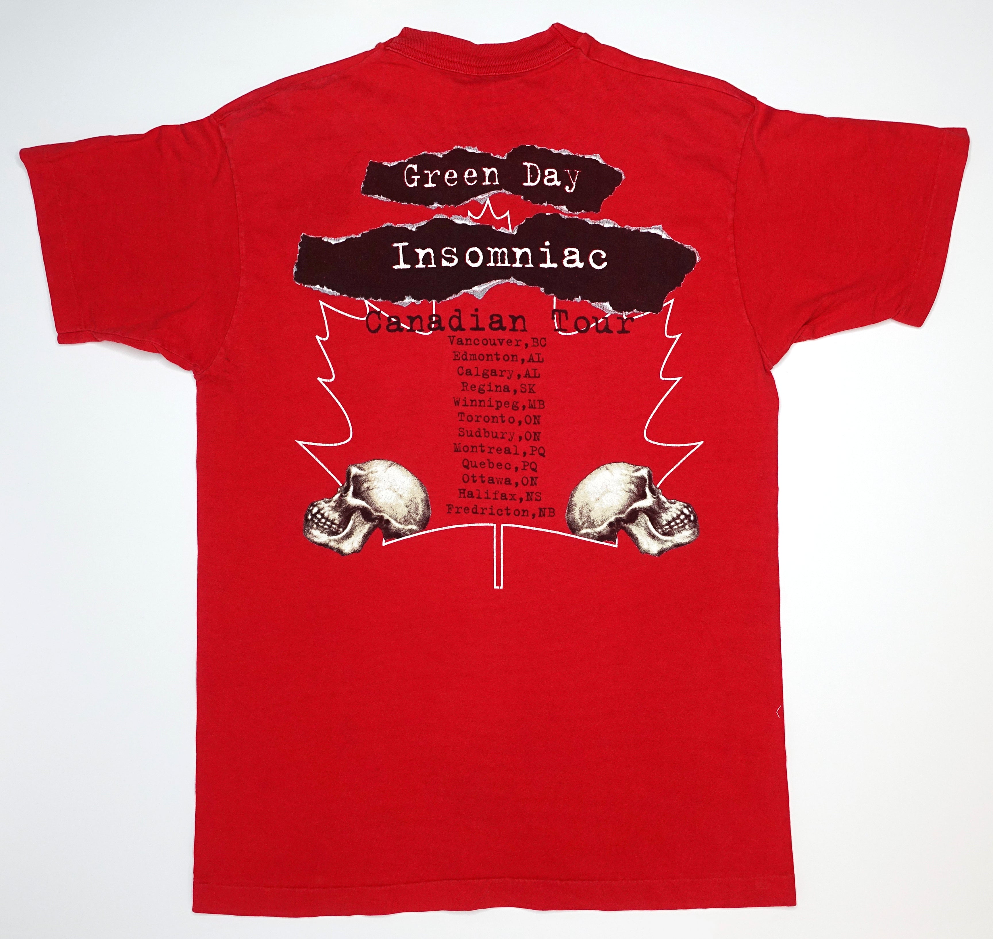 Green Day - Winston Smith Insomniac 1995 Canadian Tour Shirt Size Large
