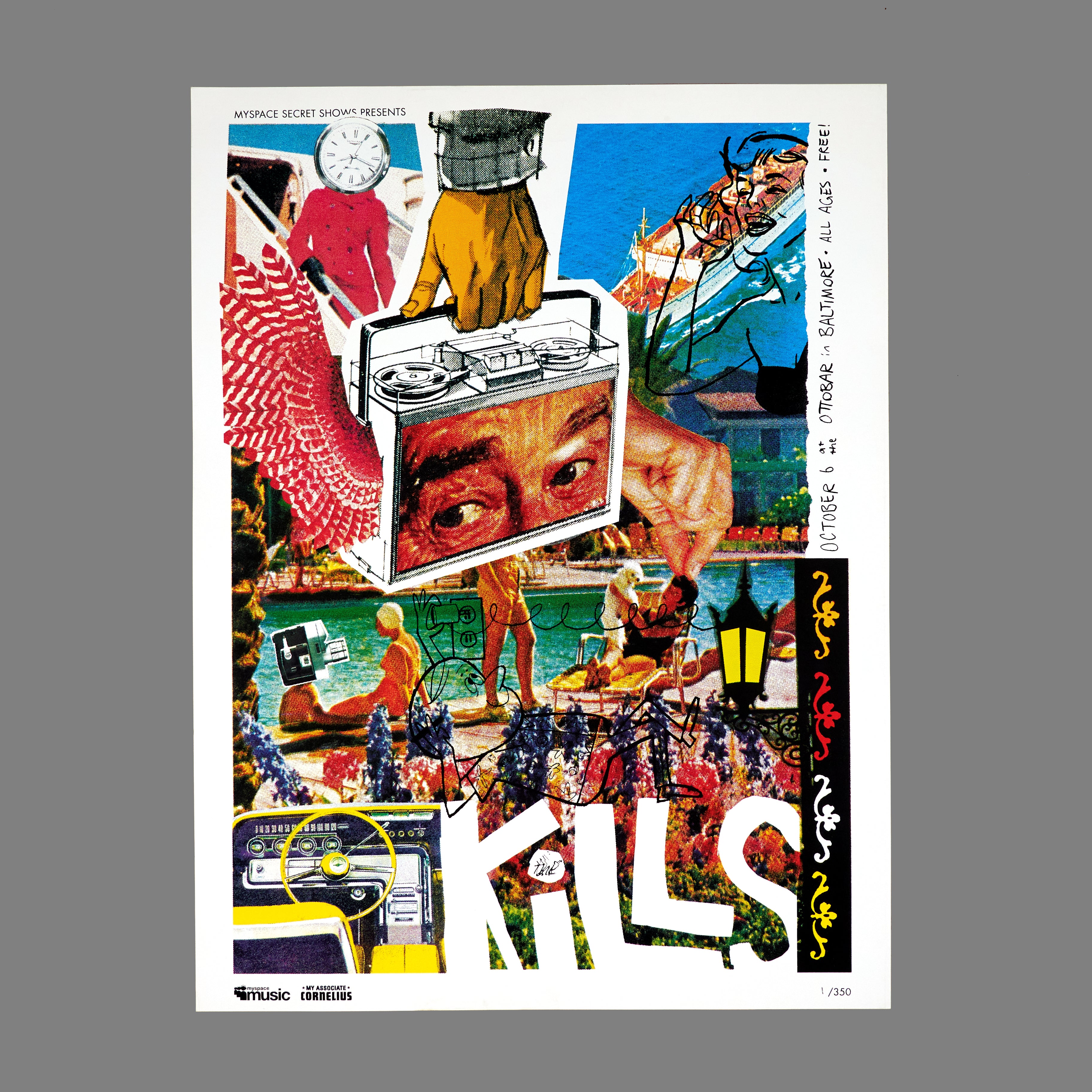 Kills - 2008 MySpace Secret Show 18X24 Inch Silkscreened Poster Number 1 Of 350