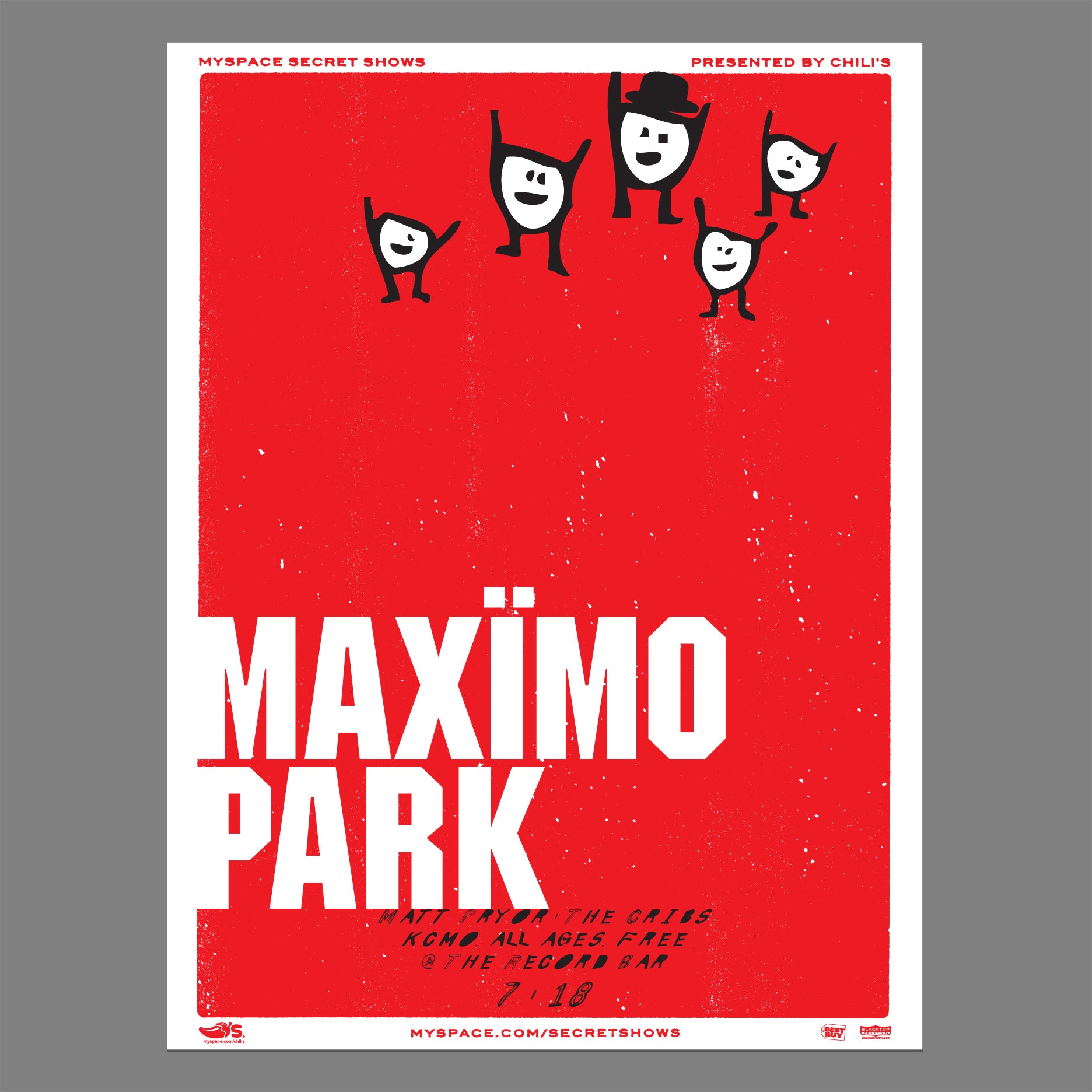 Maximo Park / The Cribs - 2007 MySpace Secret Show 18X24 Inch Silkscreened Poster Number 1 Of ?