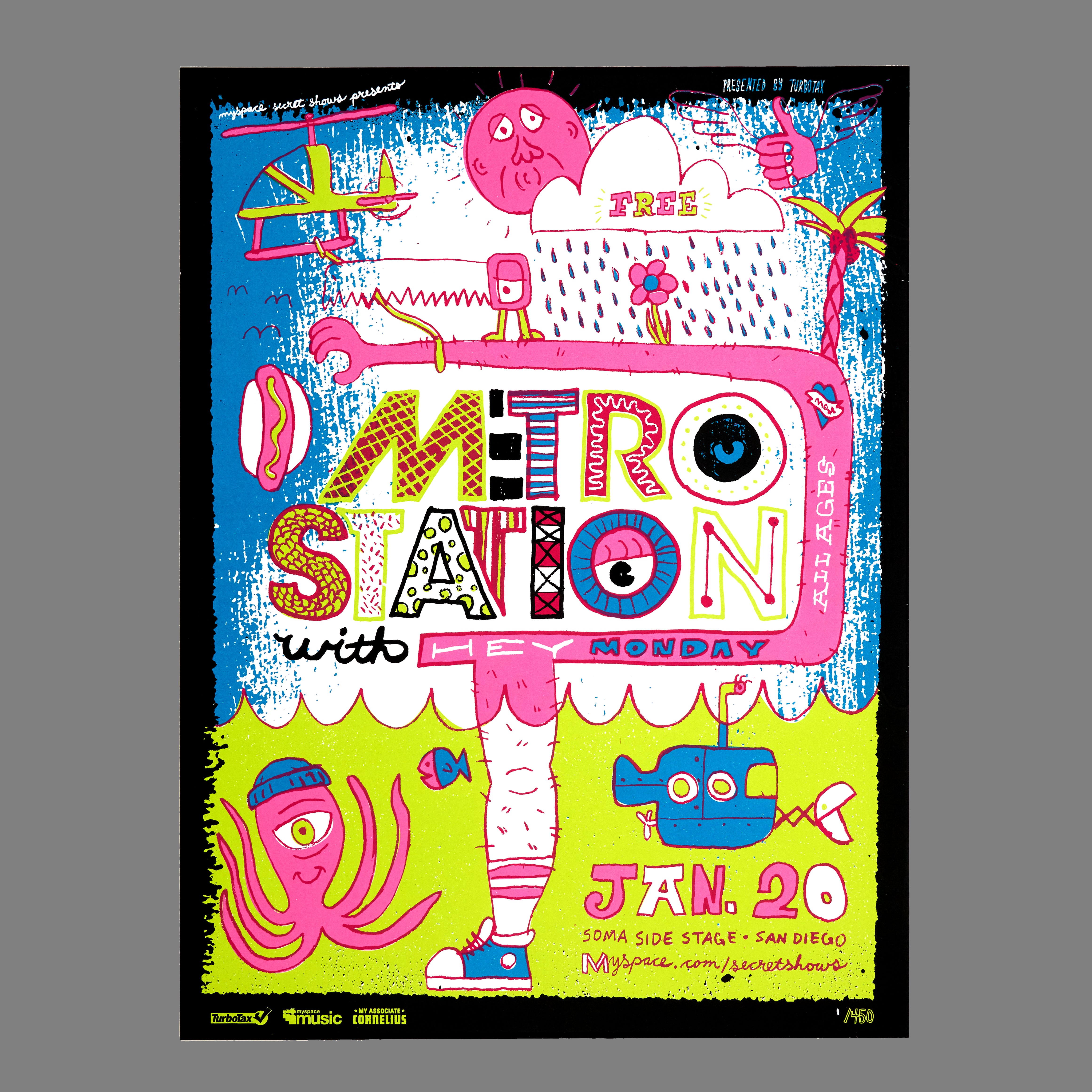 Metro Station / Hey Monday - 2009 MySpace Secret Show 18X24 Inch Silkscreened Poster Number 1 Of 450