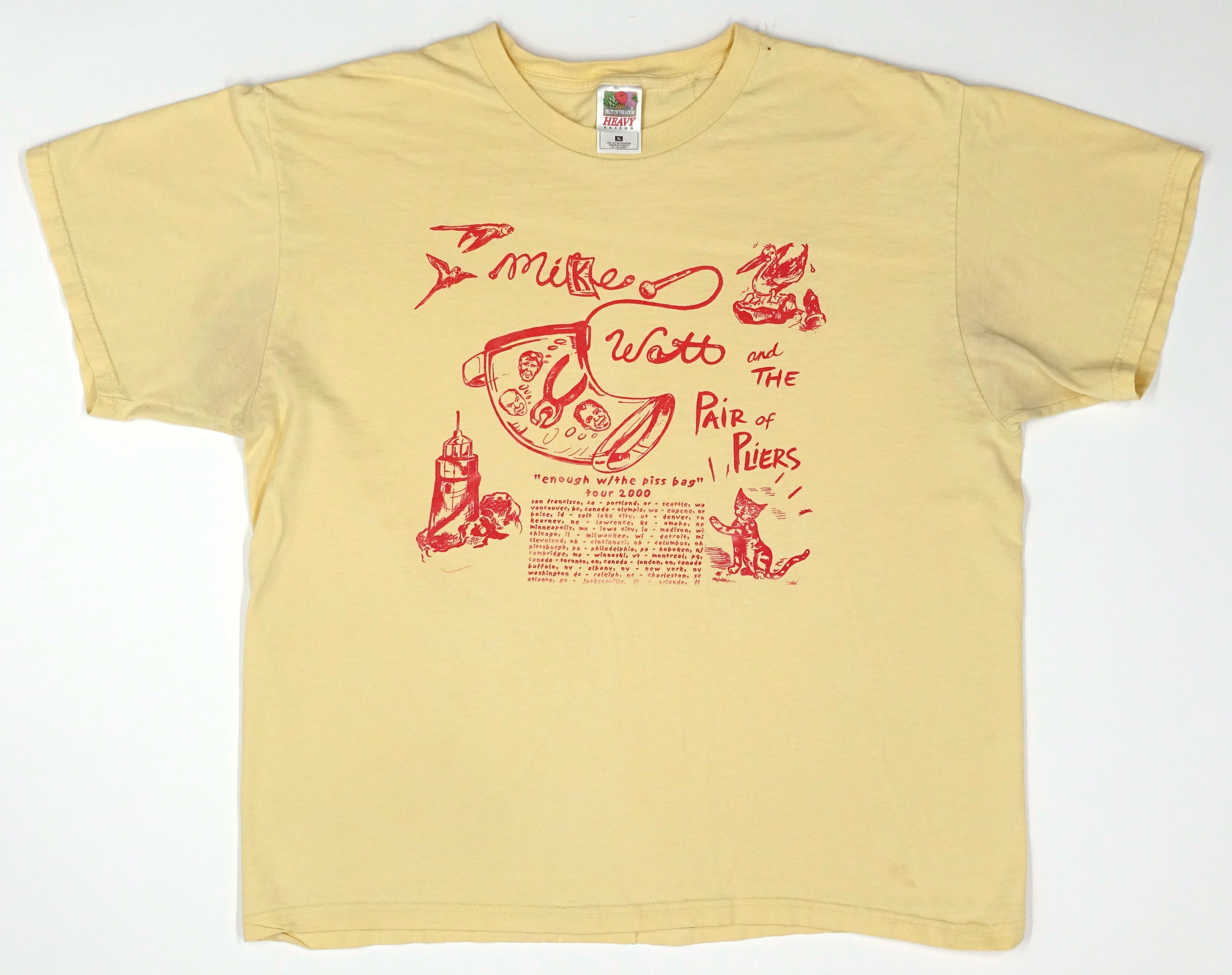 Mike Watt - Enough W/ The Piss Bag 2000 Tour Shirt Size XL