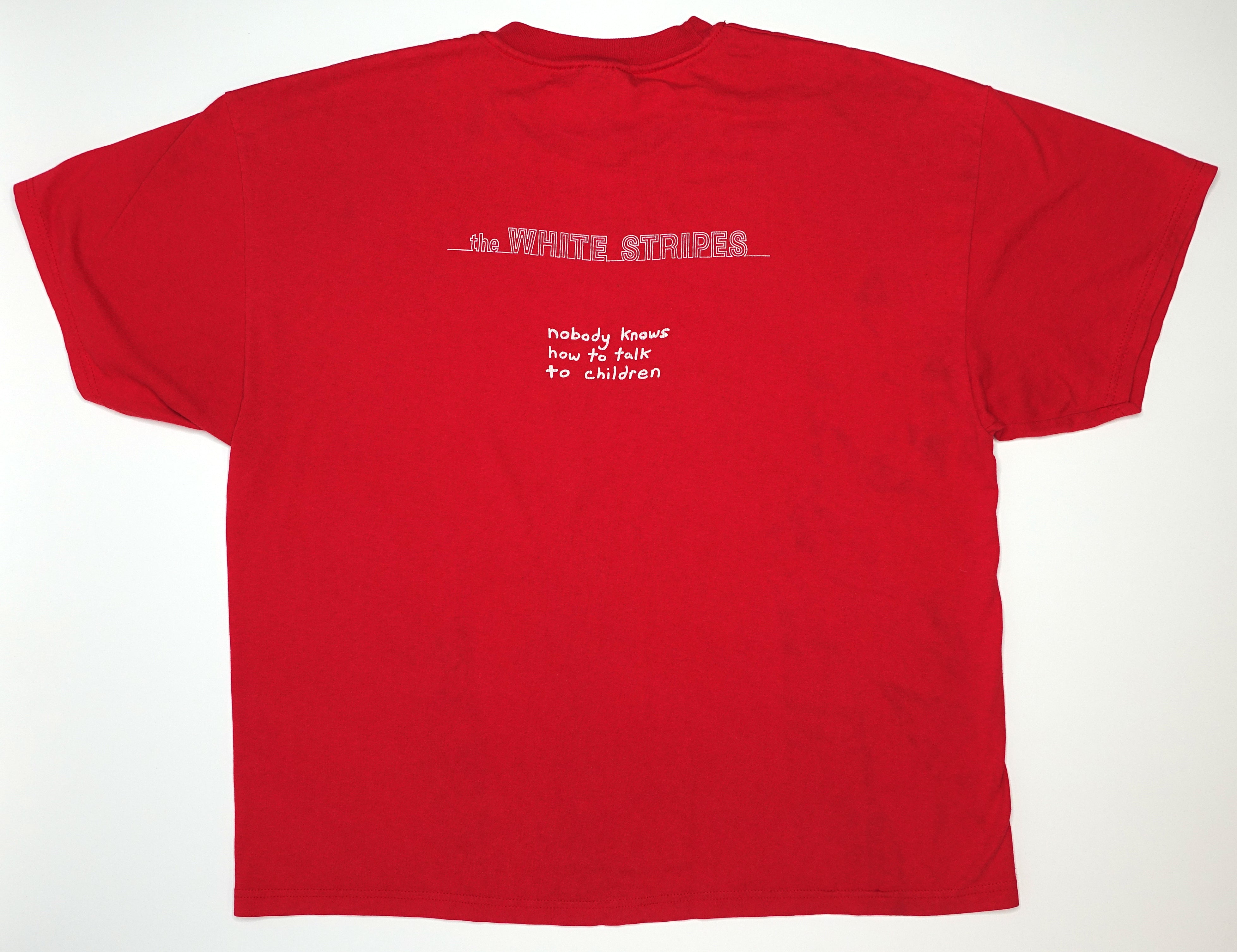the White Stripes – Nobody Knows How To Talk To Children / White Blood Cells 2001 Tour Shirt Size XL