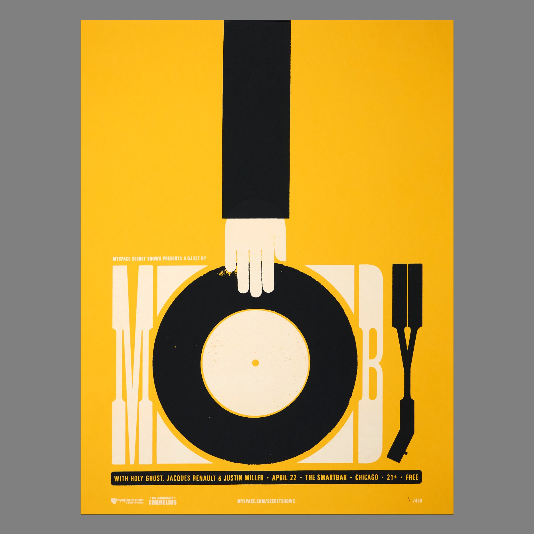 Moby / Holy Ghost / Jaques Renault & Justin Miller - 2008 MySpace Secret Show 18X24 Inch Silkscreened Poster Number 1 Of 450