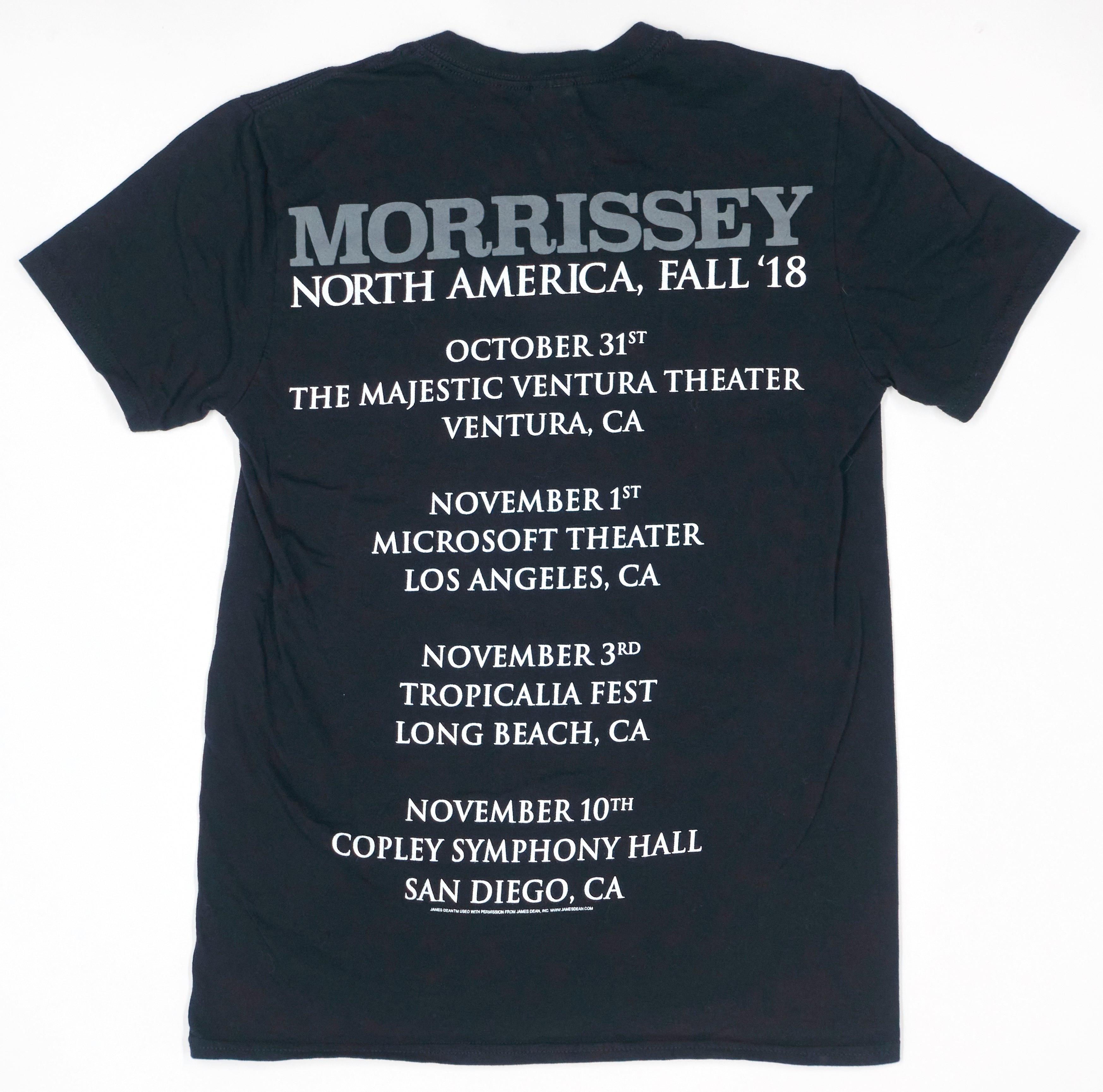 Morrissey - James Dean North America Fall 2018 Tour Shirt Size Small