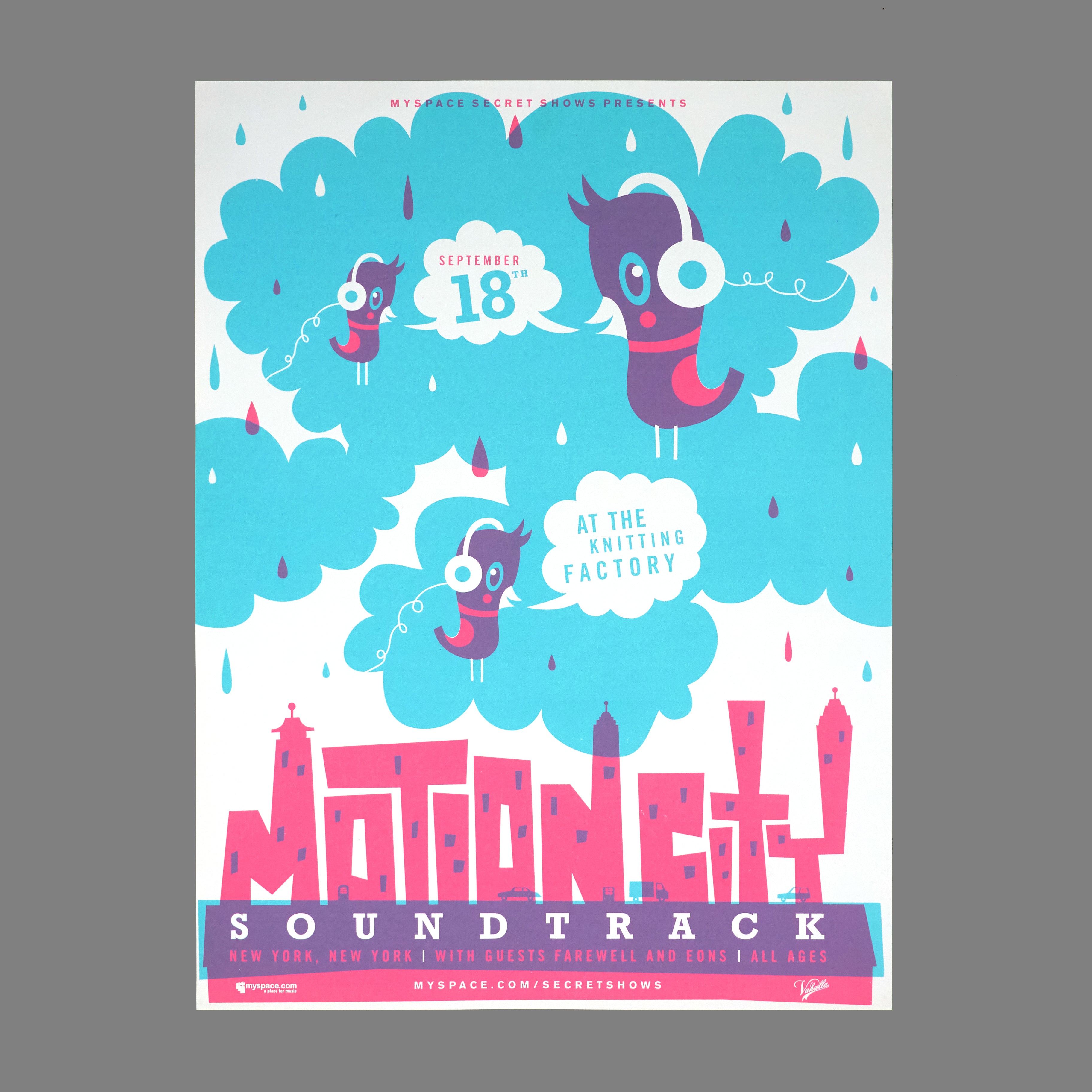 Motion City Soundtrack / Eons / Farewell - 2007 MySpace Secret Show 18X24 Inch Silkscreened Poster Number 1 Of 450
