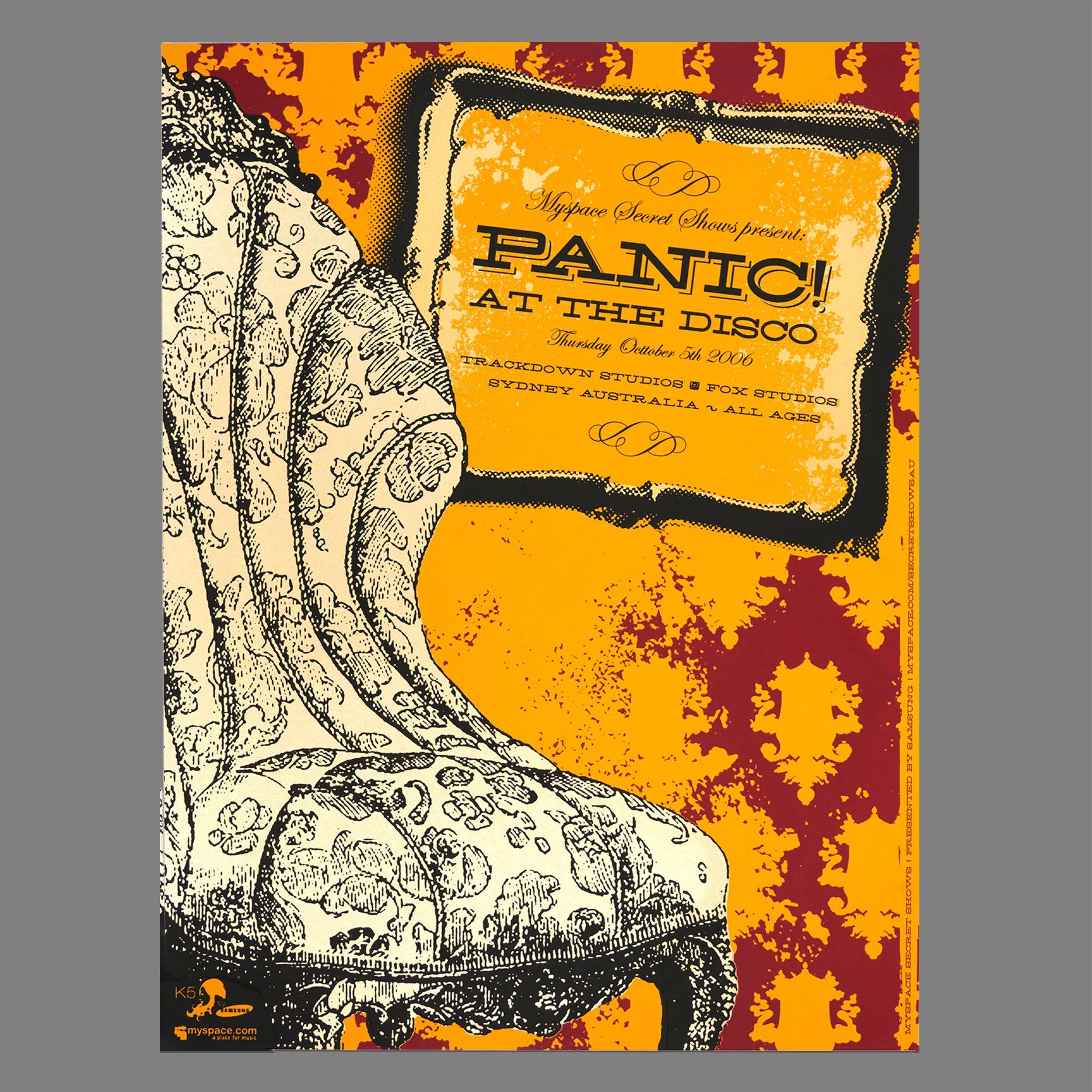 Panic! At The Disco - 2006 MySpace Secret Show 18X24 Inch Silkscreened Poster Number 1 Of 100