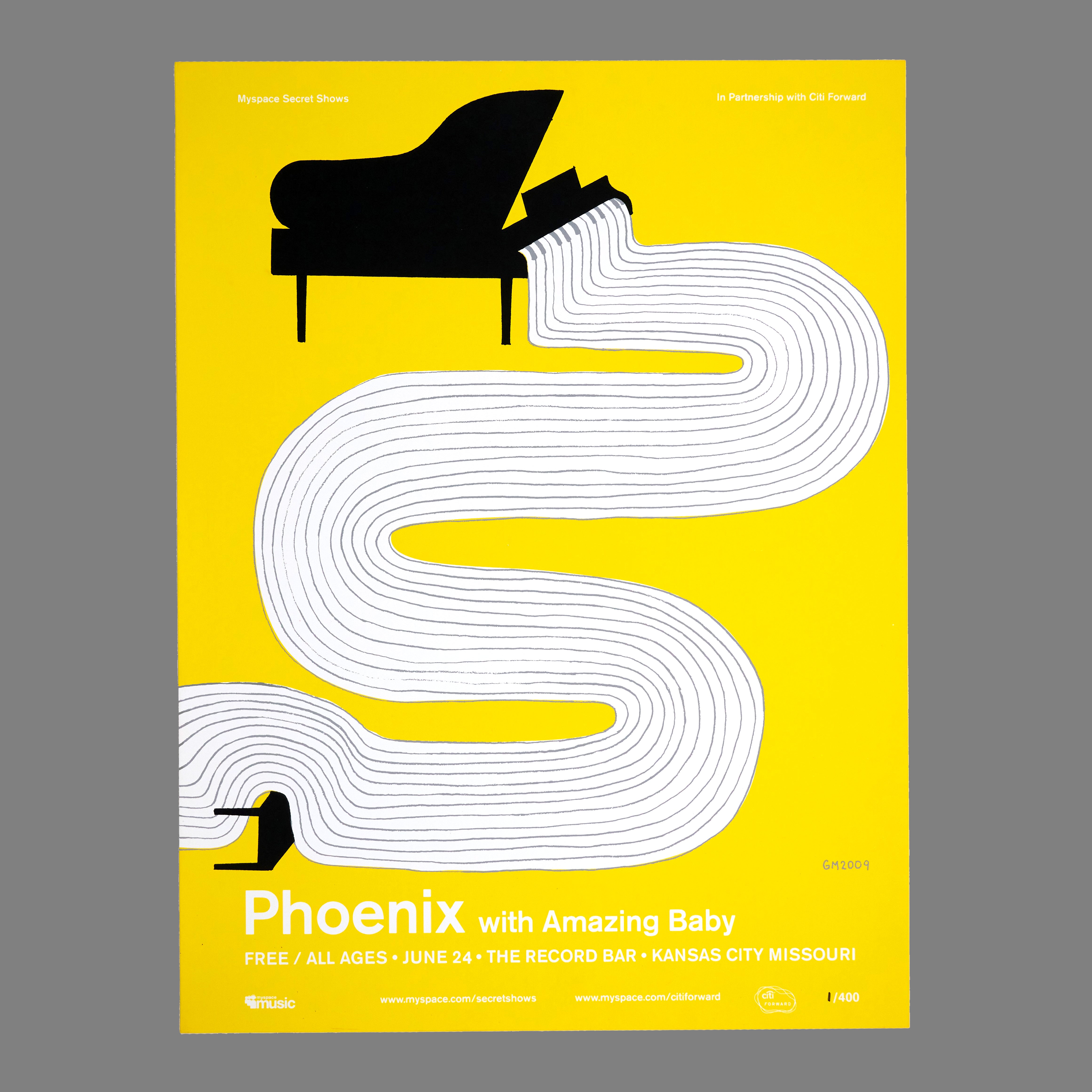 Phoenix / Amazing Baby - 2009 MySpace Secret Show 18X24 Inch Silkscreened Poster Number 1 Of 400