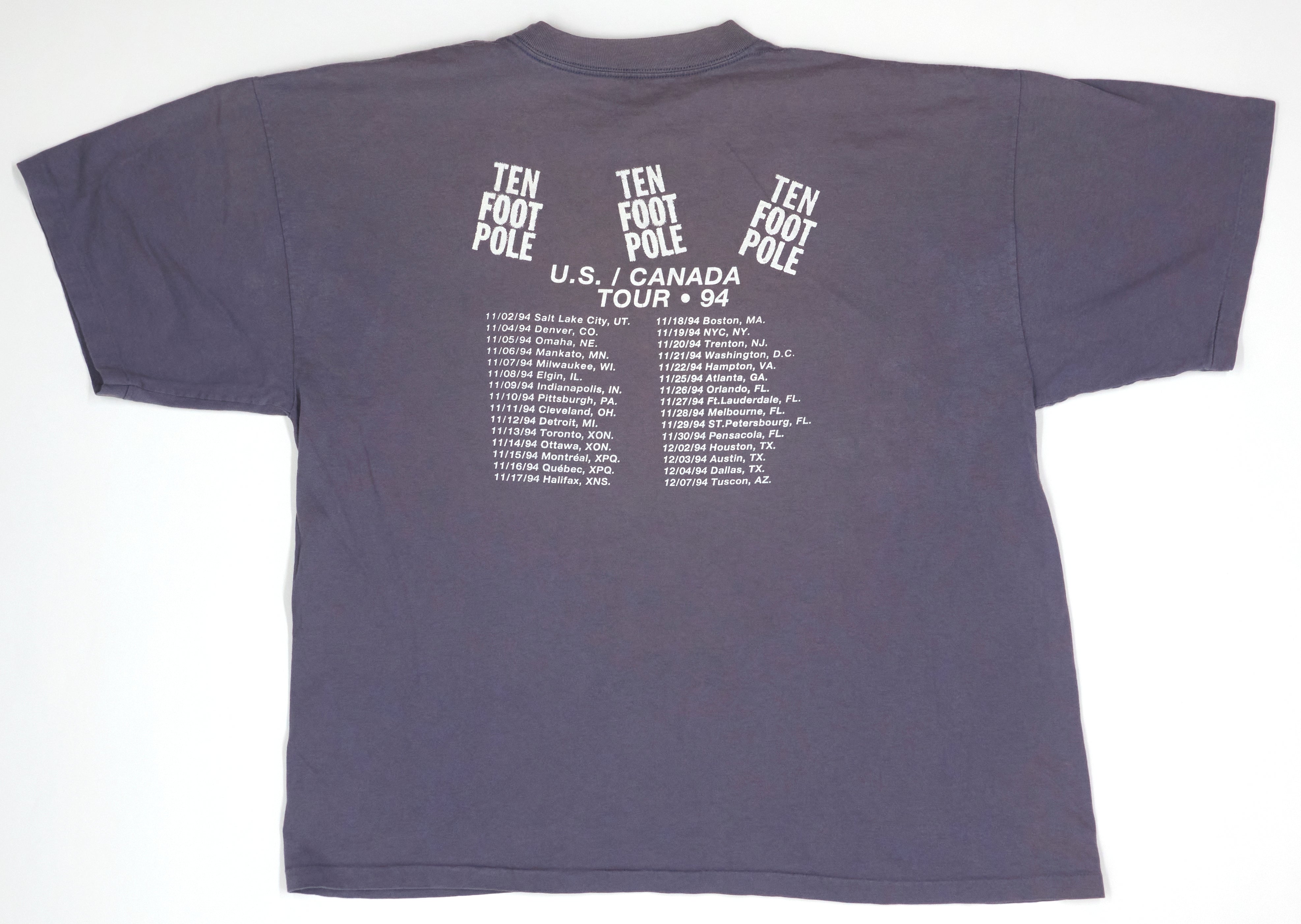Ten Foot Pole ‎– USA Canada 1994 Tour Shirt Size XL