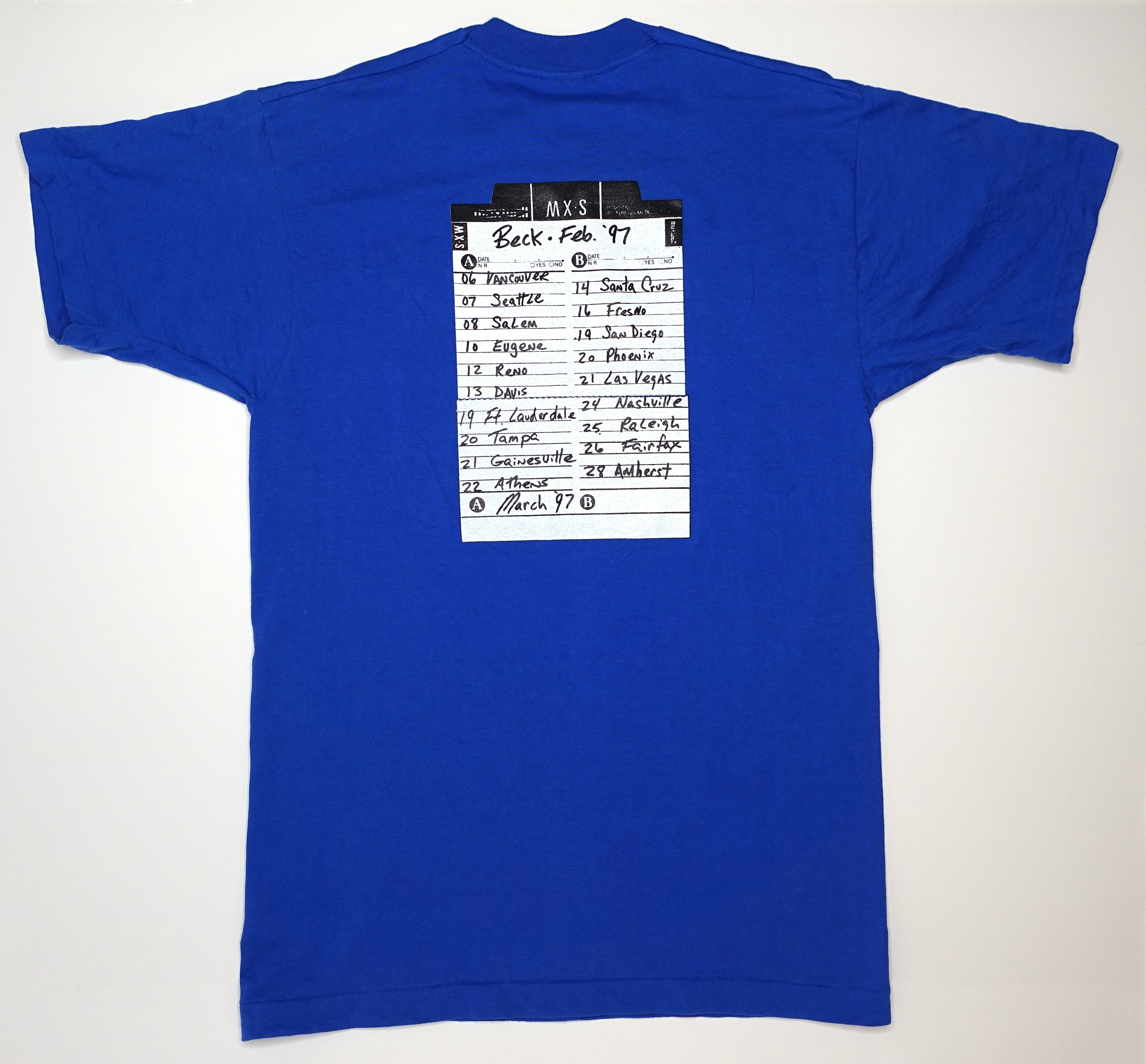 Beck ‎– Odelay February US 1997 Tour Shirt Size Large (Blue)