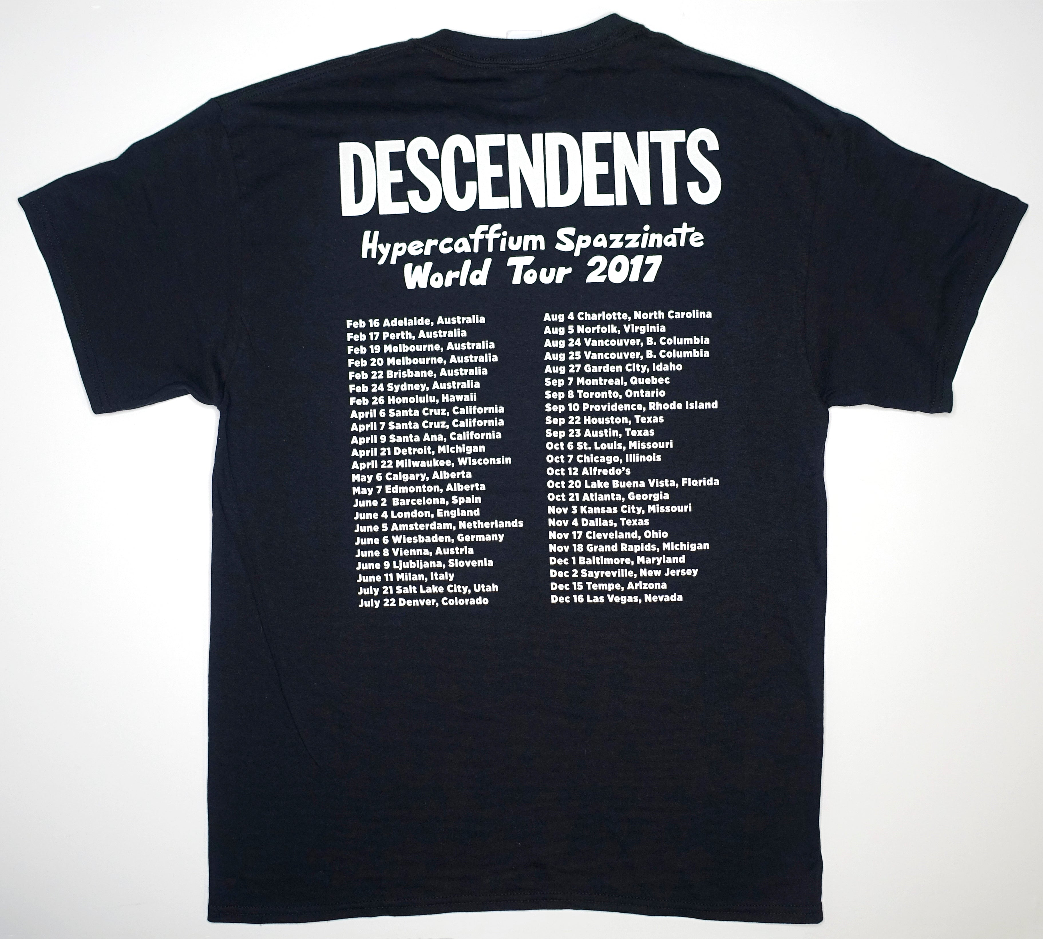 Descendents - Hypercaffium Spazzinate 2017 World Tour Shirt (Bonus Dates) Size Large