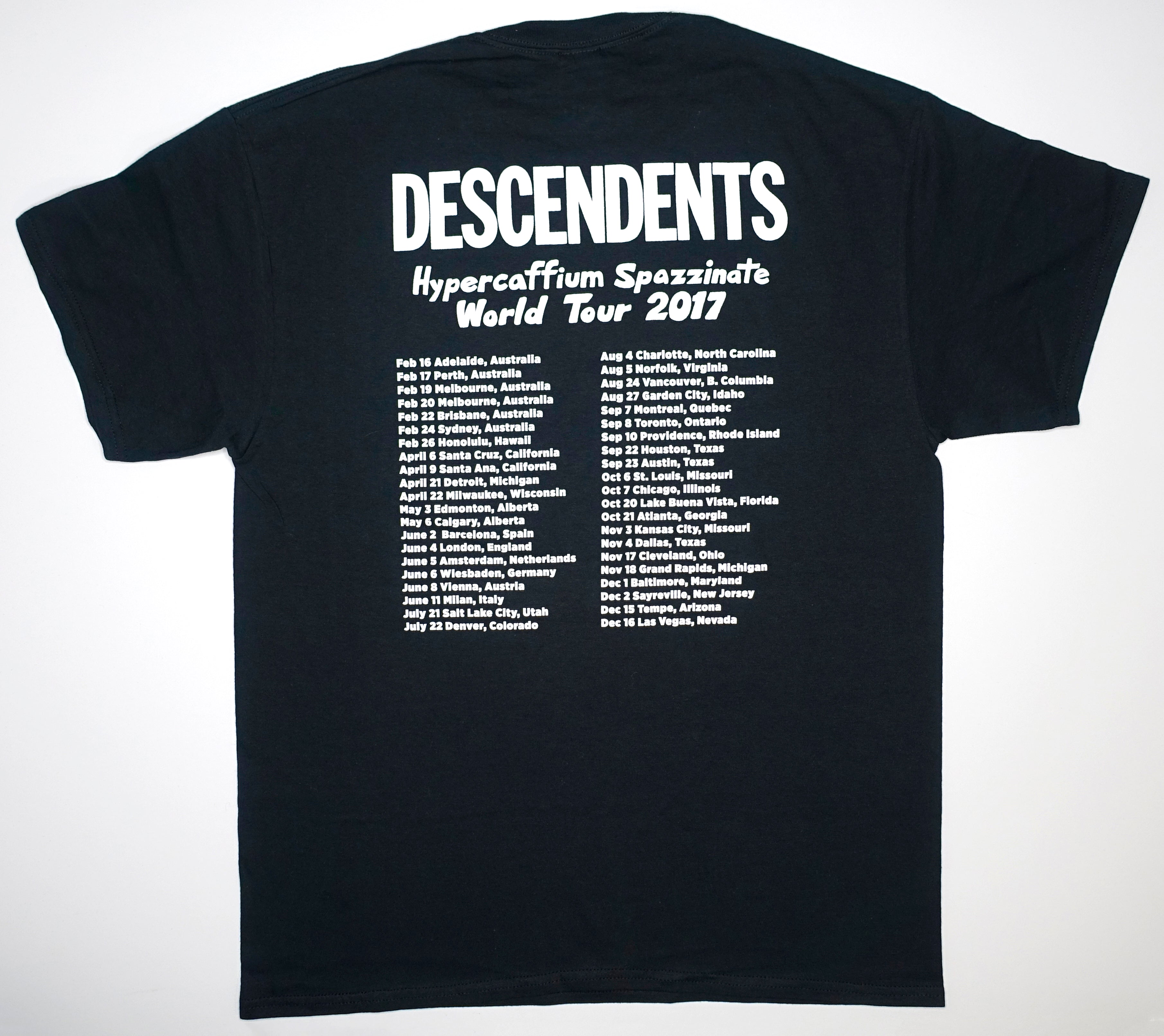 Descendents - Hypercaffium Spazzinate 2017 World Tour Shirt (2/16-12/16) Size Large