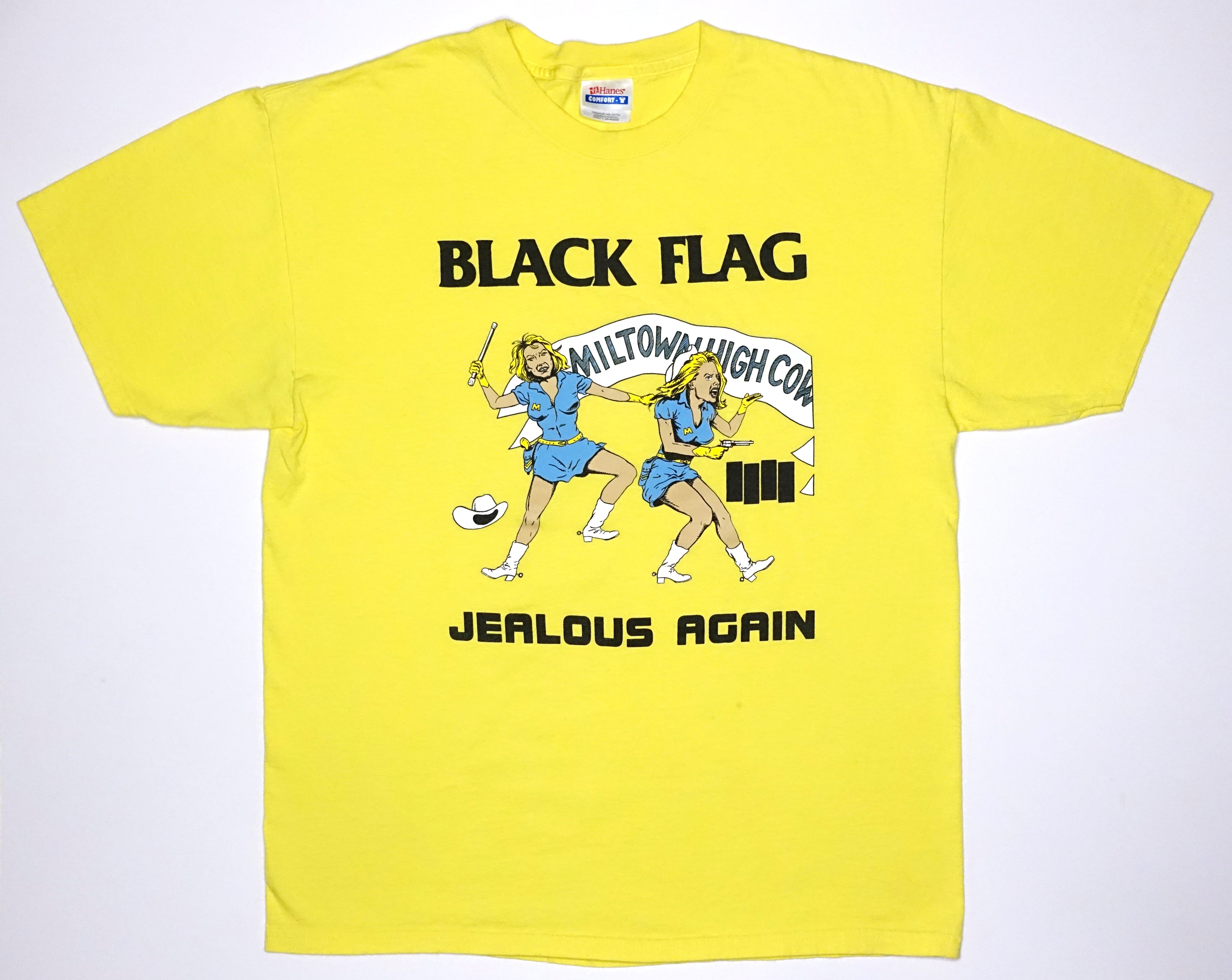Black Flag - Jealous Again Tour Shirt Size Large Yellow