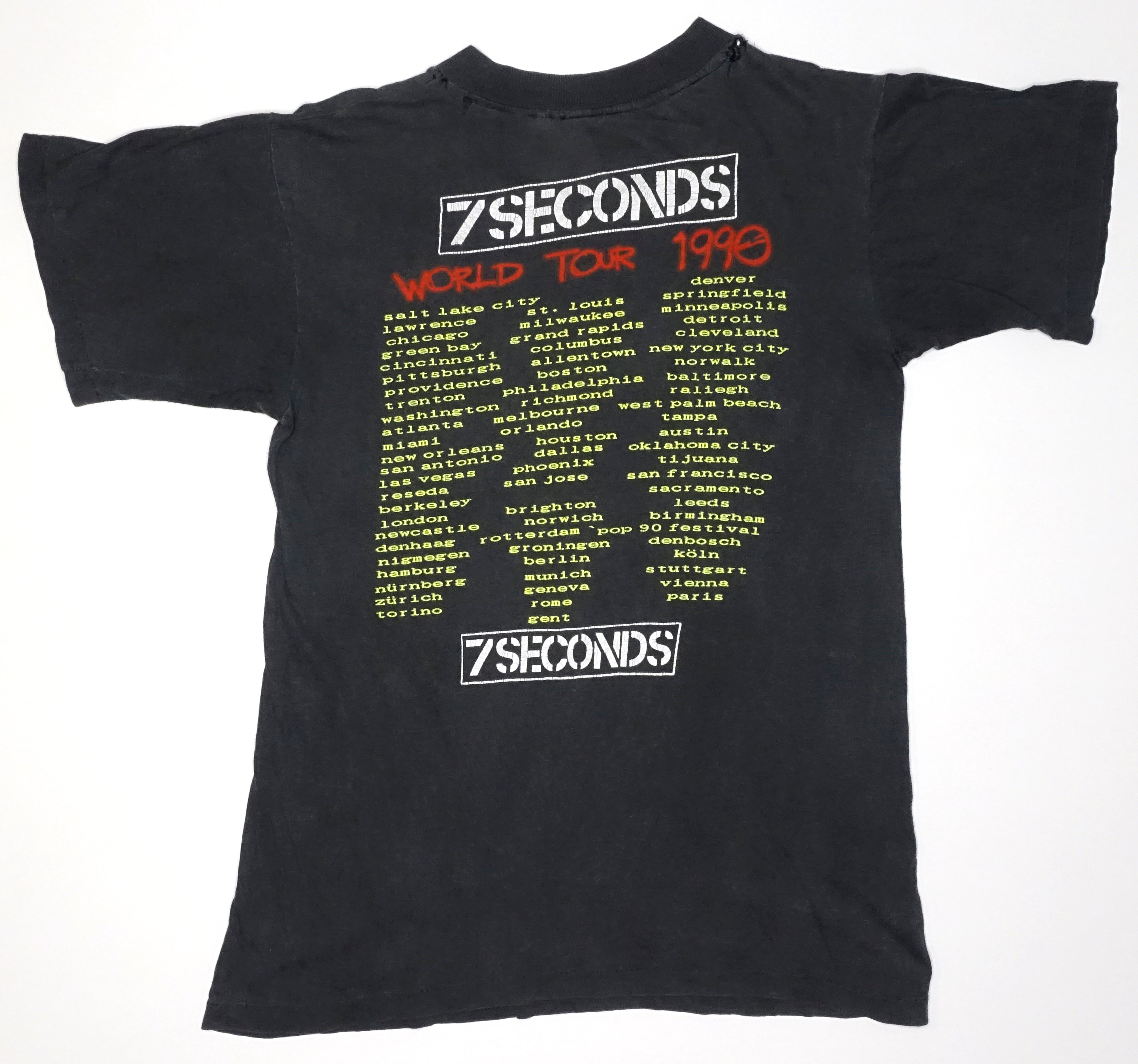 7 Seconds  ‎–  1990 World Tour Shirt Size Medium