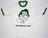 Stereolab – Cliff 90's Tour Shirt Size XL (White/Green Ringer)