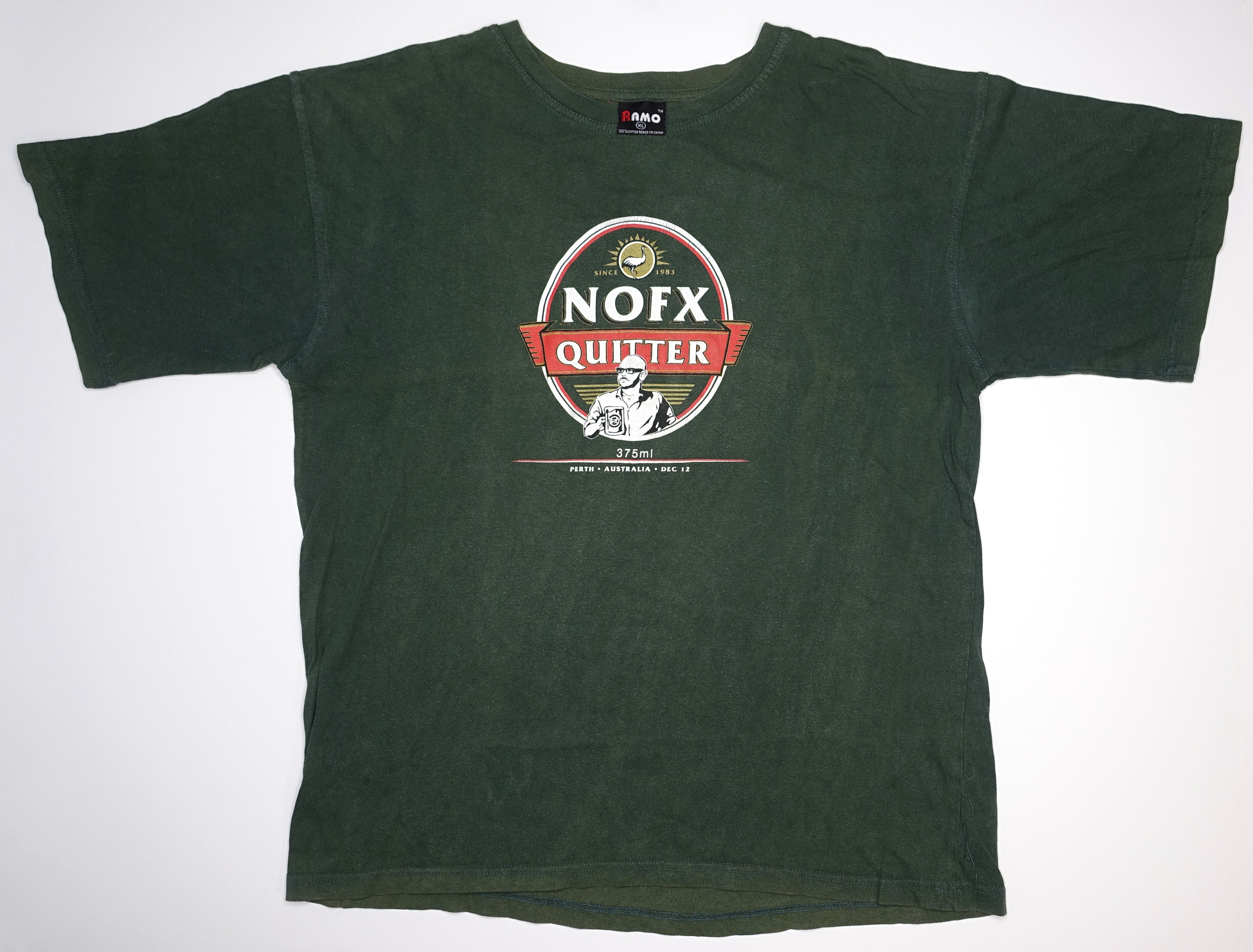 NOFX - Quitter 2010 Perth Australia Tour Shirt Size XL