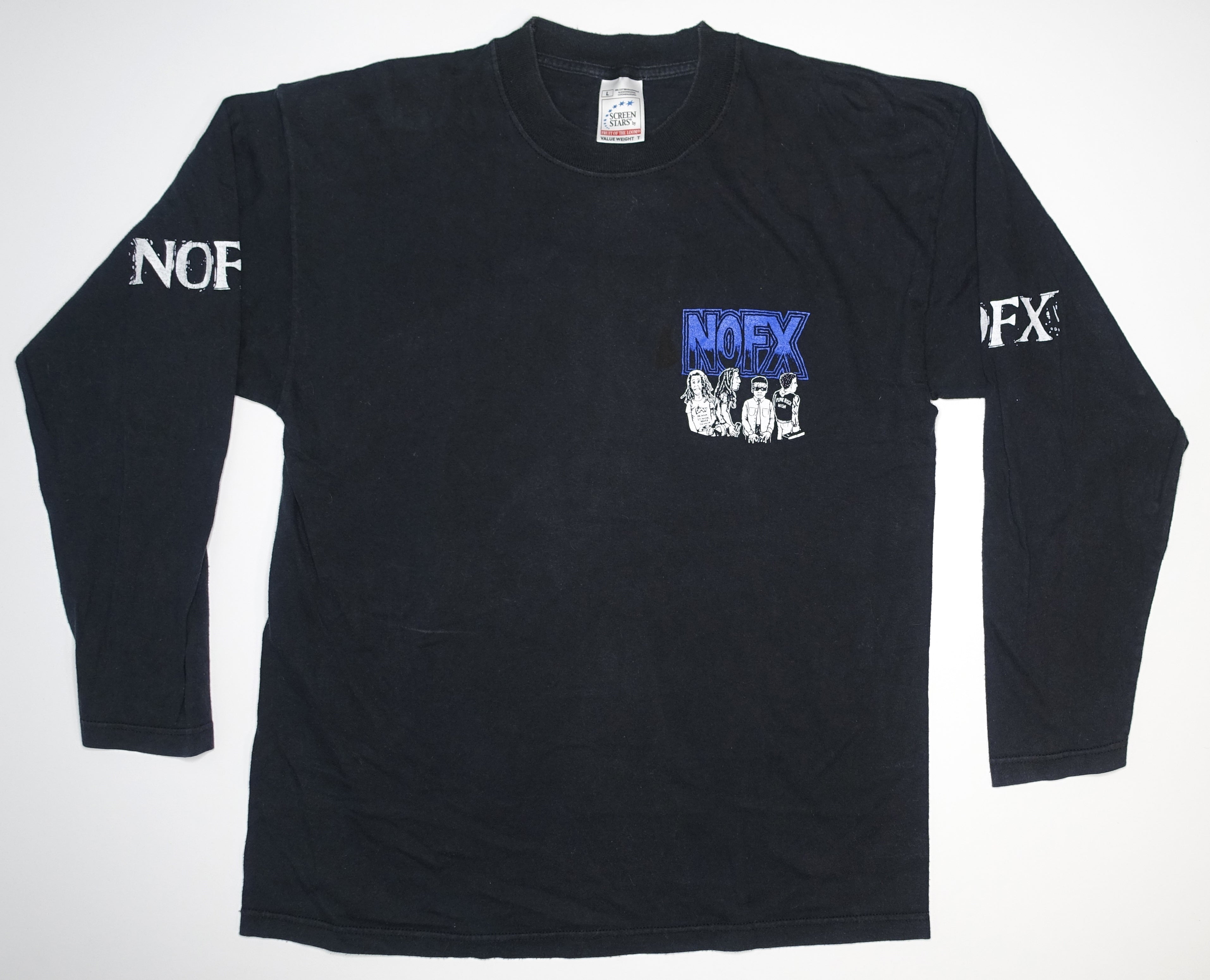 NOFX - Longest Line / Cartoon Star 90's Long Sleeve Tour Shirt Size La