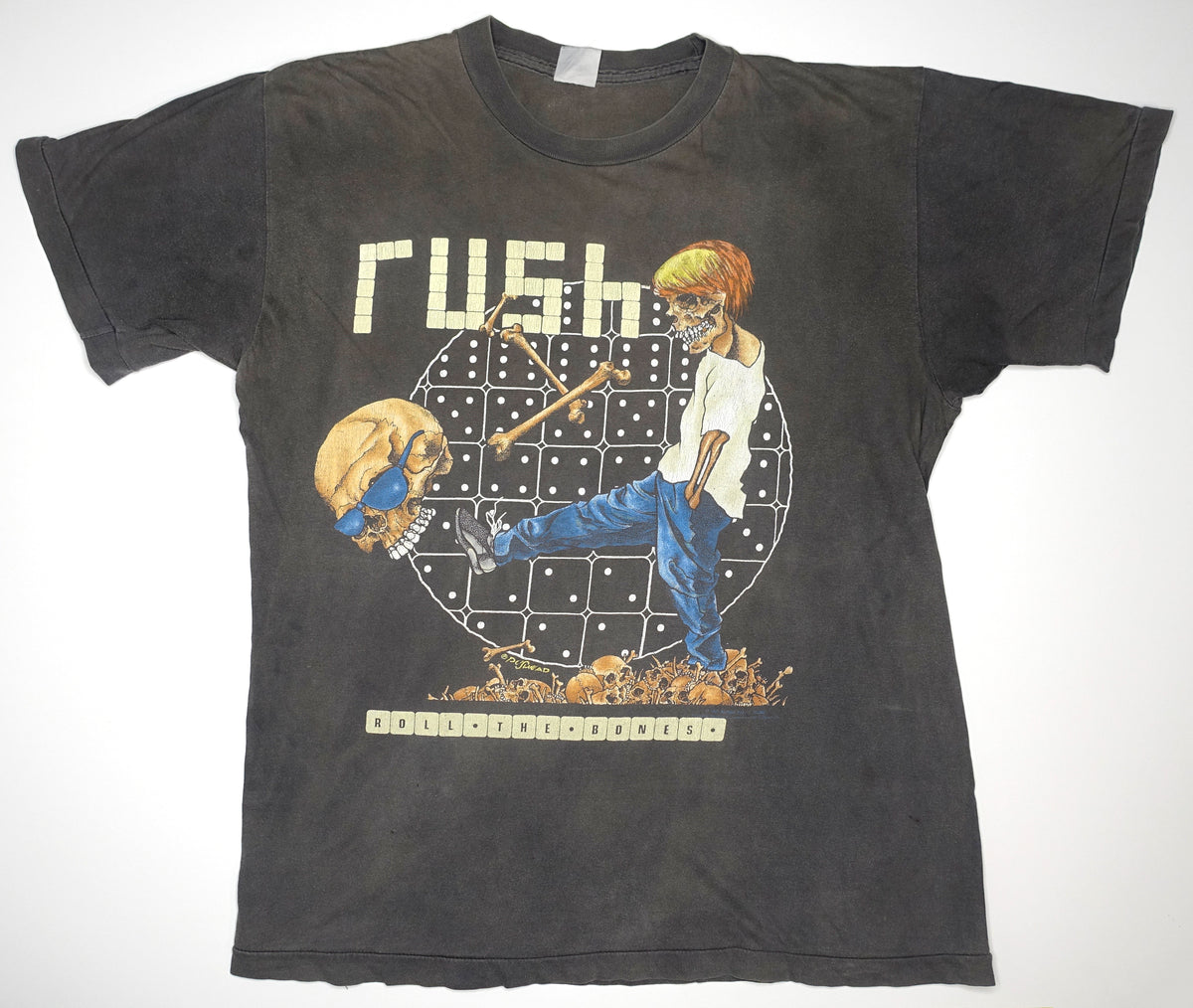 Rush - Roll The Bones 1991 European Tour Shirt Size XL (Pushead Design)