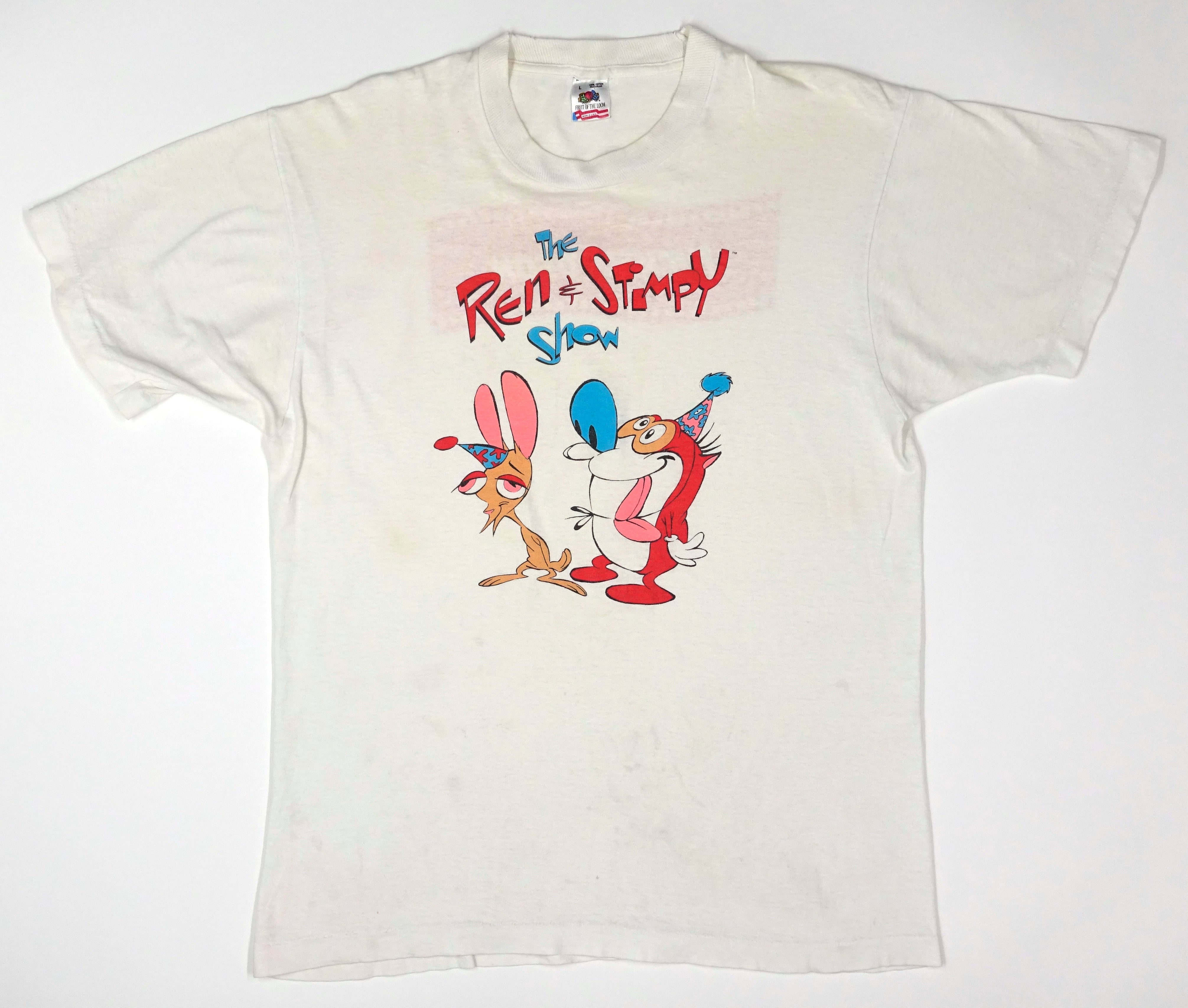 Ren & Stimpy - Party Hats ©1992 Cast And Crew Promo Nickelodeon Shirt Size Large