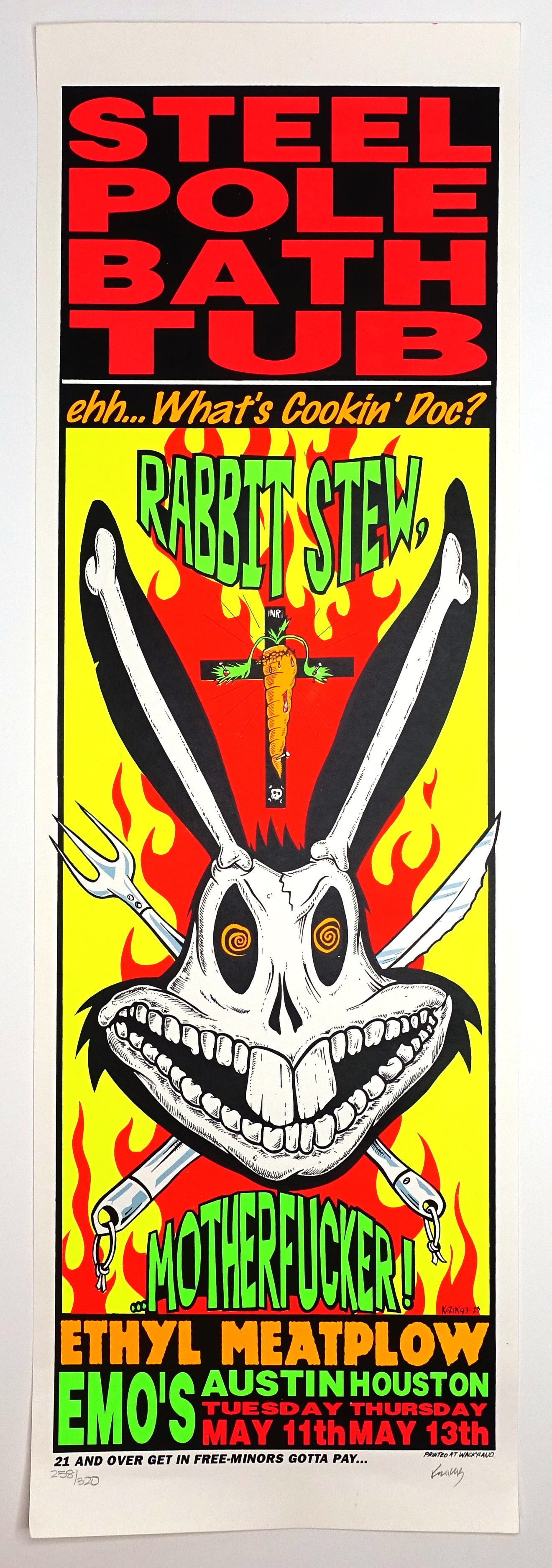 Steel Pole Bath Tub - Frank Kozik 1993 LTD ED Austin TX Silkscreened Poster