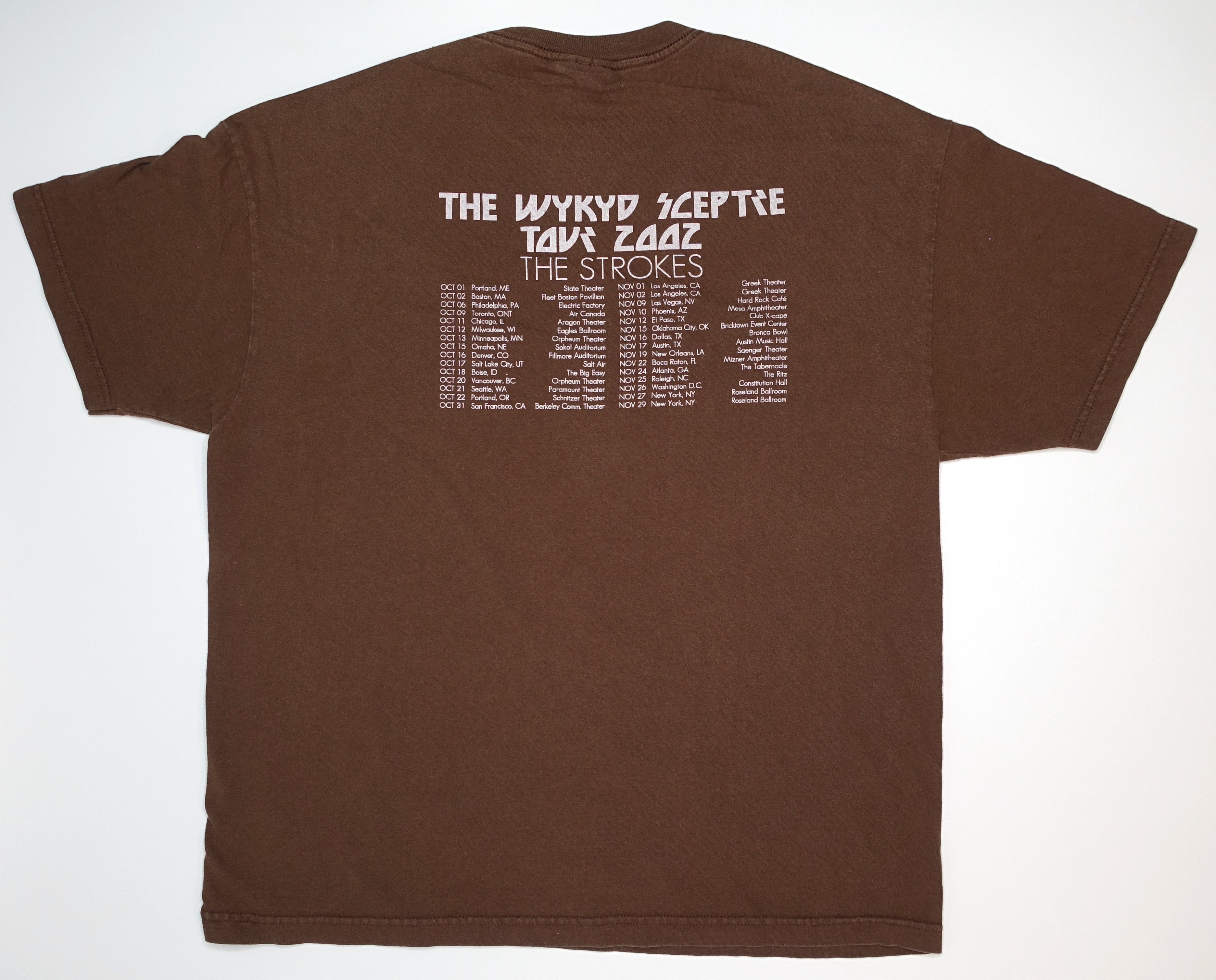 the Strokes - Wykyd Sceptre 2002 US Tour Shirt Size XL